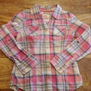 Mudd Plaid Fitted Button Down Shirt size 6